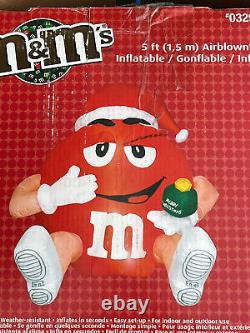 New 2010 Gemmy 5' M & M Christmas Lighted Airblown Inflatable Blow-up