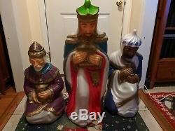 New 36 General Foam 3 Wisemen Nativity Christmas Lighted Blow Mold with Jewels