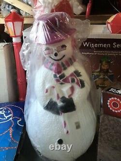 New 40 Snowman Blow Mold Snow lady / Magenta Union Brand Yard Decor Christmas