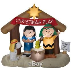 New 6 Ft Tall Christmas Peanuts Snoopy Woodstock Nativity Inflatable By Gemmy