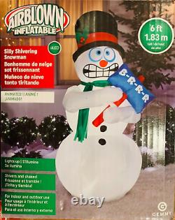 New 6 Ft Tall Led Christmas Animated Shivering Snowman Inflatable By Gemmy