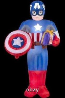 New 6 Ft Tall Marvel Christmas Captain America Shield Present Inflatable Gemmy