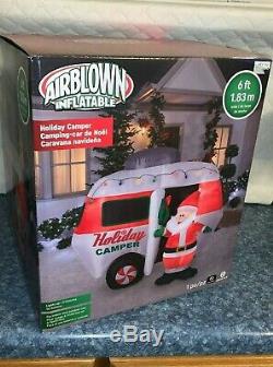 New 6' HOLIDAY CAMPER AIRBLOWN INFLATABLE Lighted Christmas Trailer Santa Gemmy