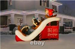 New! Gemmy Airblown 9 ft. Width Inflatable Santa Ski Scene Penguins Christmas