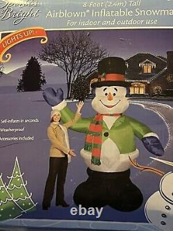 New Gemmy RARE 8' Friendly Snowman Lighted Christmas inflatable Airblown Blow-up