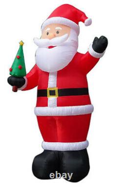 New Giant 14 Ft Tall Led Christmas Waving Santa Claus With Tree Gemmy Inflatable