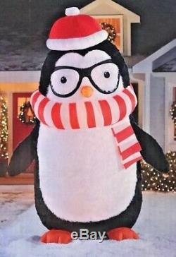 New Giant 8.5 Ft Tall Christmas Penguin Santa Hat Glasses Inflatable By Gemmy