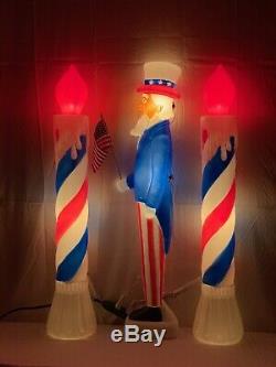 New Lighted Uncle Sam/Patriot Candles, Holiday Blow Mold Union