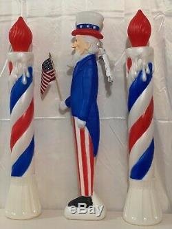 New Lighted Uncle Sam/Patriot Candles, Holiday Blow Mold Union