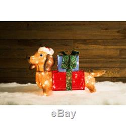 New Rare Holiday Living Tinsel Lighted Dachshund Yard Decoration Christmas Dog