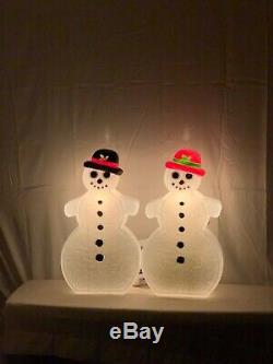 New, Vintage, Two Lighted Gingerbread Snowmen, Union Products Holiday Blow Molds