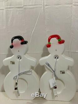 New, Vintage, Two Lighted Gingerbread Snowmen, Union Products Holiday Blow Molds