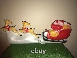 New Vintage Union Christmas 31 wide Santa & Sleigh Lighted Blow Mold Decoration