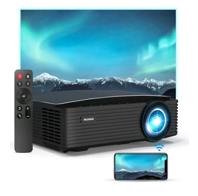 Nexigo Pj20 Outdoor Projector, Movie Projector With Wifi And Bluetooth, Black