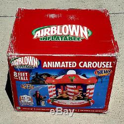 Nib 2005 Gemmy Airblown Inflatable Merry Christmas Animated Carousel 8ft Rare