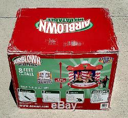 Nib 2005 Gemmy Airblown Inflatable Merry Christmas Animated Carousel 8ft Rare