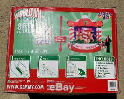 Nib 2005 Gemmy Airblown Inflatable Merry Christmas Animated Carousel 8ft Rare