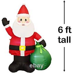 Nifti Nest 6 Ft Christmas Inflatable Decorations, Happy Santa Claus with Gift