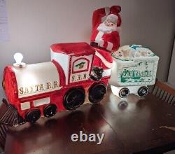 Original Rare Empire Christmas Santa Train & Tender Car Lighted Blow Mold Works