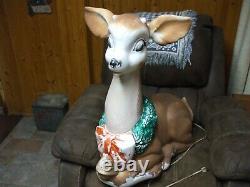Original Vintage POLORON Blow Mold FAWN Baby Deer Christmas REINDEER 27 1950's