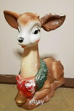 Original Vintage Poloron Blow Mold Deer Fawn Christmas Reindeer