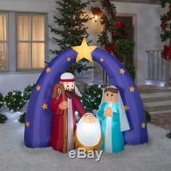 Outdoor Christmas Pre-lit Inflatable Airblown 6 ft Nativity Metallic Fuzzy Scene