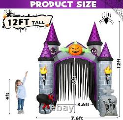 Outdoor Inflatable Halloween Decor Lighted 12 Ft Tall Huge Haunted House Archway