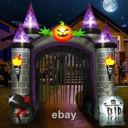 Outdoor Inflatable Halloween Decor Lighted 12 Ft Tall Huge Haunted House Archway