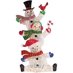 Outdoor Lighted Snowman Christmas Yard Decorations Holiday 3 Mesh Snowmen 60