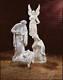 Outdoor Nativity Set 32 Inch Holy Family And Gloria Angel Wood Carved Look White