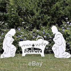 Outdoor Nativity Set Scene Christmas Decorations Yard Lawn Believe Holy Family