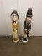 Pair Union Don Featherstone Light Blow Mold Thanksgiving Pilgrim Man & Woman 35