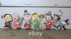 PEANUT PEOPLE THANKSGIVING Wood Outdoor Lawn Yard Art Sign, Set Of 8, Charlie