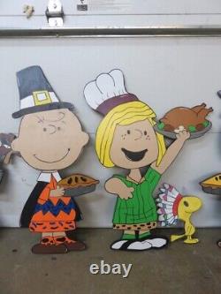 PEANUT PEOPLE THANKSGIVING Wood Outdoor Lawn Yard Art Sign, Set Of 8, Charlie