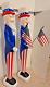 Pair 2 Vintage 1996 United Product Plastic Blow Mold Patriot Uncle Sam Figures