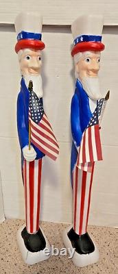 Pair 2 Vintage 1996 United Product Plastic Blow Mold Patriot Uncle Sam Figures