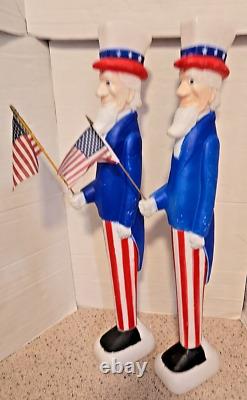 Pair 2 Vintage 1996 United Product Plastic Blow Mold Patriot Uncle Sam Figures