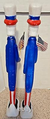 Pair 2 Vintage 1996 United Product Plastic Blow Mold Patriot Uncle Sam Figures