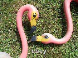 Pair Of Original Vintage 1958 Mold-Craft Inc. Pink Flamingos Blow Mold Lawn MCM