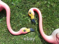 Pair Of Original Vintage 1958 Mold-Craft Inc. Pink Flamingos Blow Mold Lawn MCM