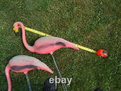 Pair Of Original Vintage 1958 Mold-Craft Inc. Pink Flamingos Blow Mold Lawn MCM