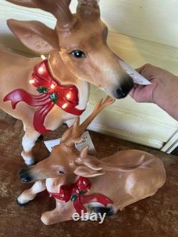 Pair Of Reindeer Buck Doe Light-Up Christmas Blow Mold Deer 26 & 15 New Unused Pair Of Reindeer Buck Doe Light-Up Christmas Blow Mold Deer 26 & 15 New Unused