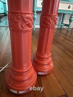 Pair Of Vintage Christmas Empire Blow Mold Lanterns Lamp Posts Light 39.5 Decor