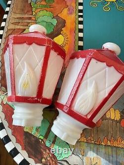 Pair Of Vintage Christmas Empire Blow Mold Lanterns Lamp Posts Light 39.5 Decor