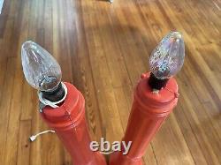 Pair Of Vintage Christmas Empire Blow Mold Lanterns Lamp Posts Light 39.5 Decor