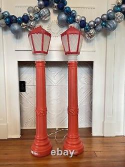 Pair Of Vintage Christmas Empire Blow Mold Lanterns Lamp Posts Light 39.5 Decor