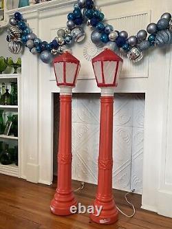 Pair Of Vintage Christmas Empire Blow Mold Lanterns Lamp Posts Light 39.5 Decor