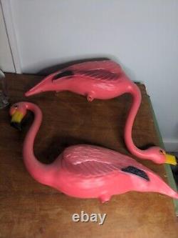 Pair Original Vintage 1958 Heller Industries Pink Flamingos Blow Mold Lawn MCM