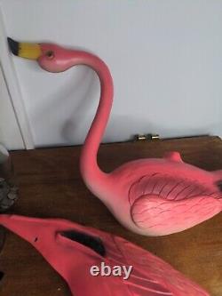 Pair Original Vintage 1958 Heller Industries Pink Flamingos Blow Mold Lawn MCM