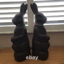 Pair Vintage Blow Mold Chocolate Easter Bunny 31 Don Featherstone 1993